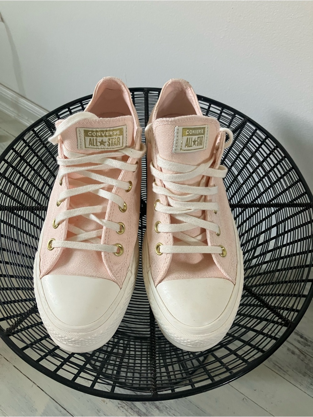 Converse All Star Low Top Sneakers in Pale Pink with Cream Accents